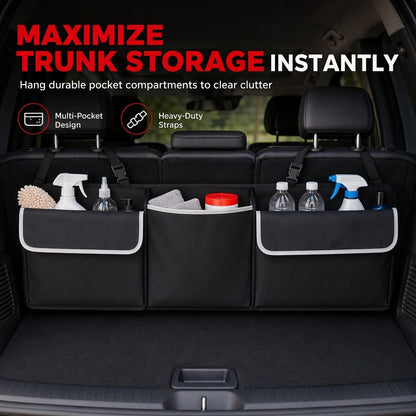 ✨50 % DE RÉDUCTION EN CE MOMENT🚗 🧳 Organiseur de coffre en tissu Oxford – Sac de rangement à suspendre sur la banquette arrière, 90 x 12 x 25 cm, résistant – Pour SUV, monospaces et breaks 🧹