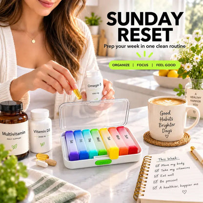 💊 -50 % ! 📅 Pilulier 7 jours – Boîte à médicaments hebdomadaire détachable et pratique en voyage, avec compartiments séparés pour comprimés, vitamines et compléments ✨