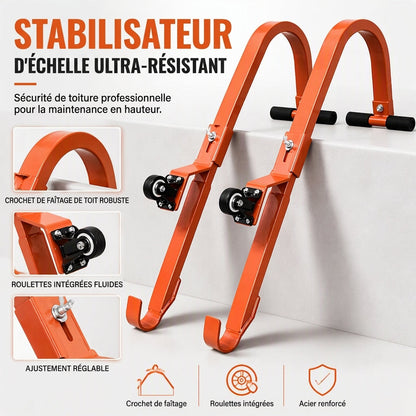 Crochets de toit stabilisateurs pour échelle en alliage d'aluminium avec tige stabilisatrice pour échelles droites