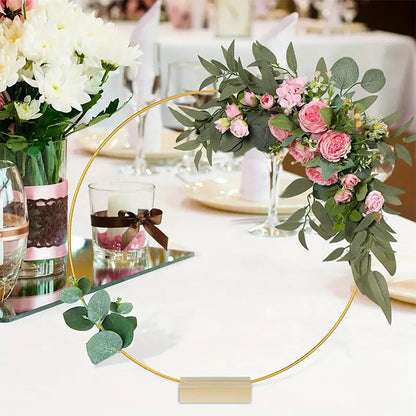📢📢50% DE RÉDUCTION !! ⏰ Centre de table floral en métal doré avec support en bois
