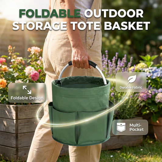 📢📢50 % DE RÉDUCTION !! ⏰ Panier de rangement pliable avec poches – pour ranger vos outils de jardinage, vos en-cas et vos objets indispensables. 🌳