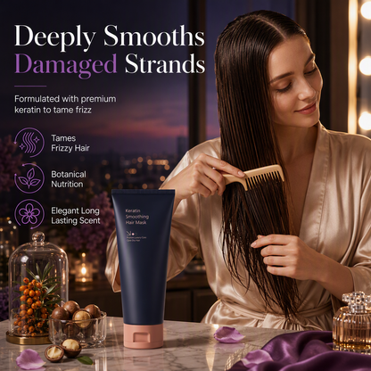 📢📢50 % DE RÉDUCTION !! ⏰ Masque lissant à la kératine 320 ml - Soin nourrissant et réparateur pour cheveux secs, crépus et abîmés
