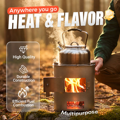 📢📢50 % DE RÉDUCTION !! ⛺ Poêle à bois portable multifonction – Résistant à la rouille, pour le camping, les barbecues et le chauffage ✨