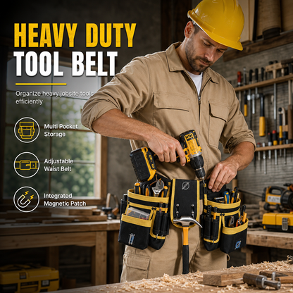 📢📢50 % DE RÉDUCTION !! 🔧 Ceinture à outils ultra-résistante : fixation magnétique, rivets renforcés, boucle à dégagement rapide, plusieurs poches