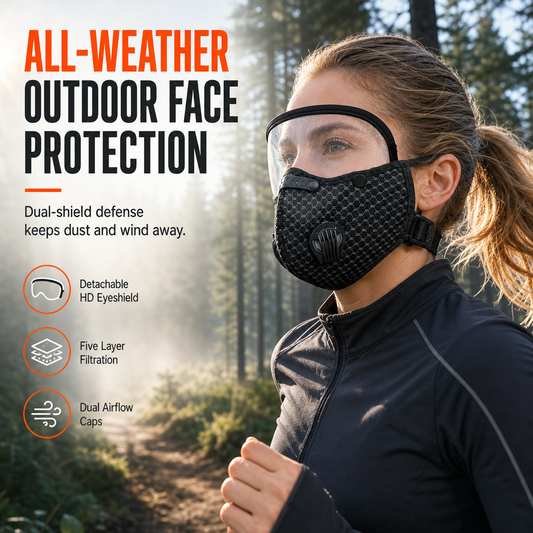 📢📢50 % DE RÉDUCTION !! ⏰ Masque de sport d'extérieur anti-poussière et coupe-vent, avec visière de protection et système de respiration, pour la course à pied et le vélo