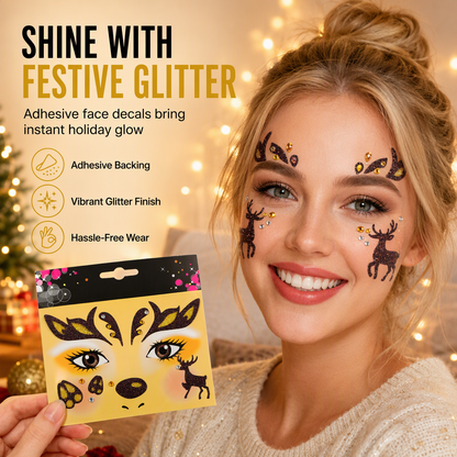 📢📢50 % DE RÉDUCTION !! ⏰ Autocollants temporaires pour tatouages de Noël – Motifs d'animaux, strass scintillants ✨