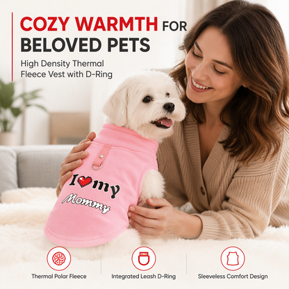 📢📢50 % DE RÉDUCTION !! ⏰ Pull chaud pour animal de compagnie avec anneau pour laisse – Motif « Love Dad & Mum » : pour que votre chiot reste bien au chaud et élégant lors de vos promenades hivernales ❄️