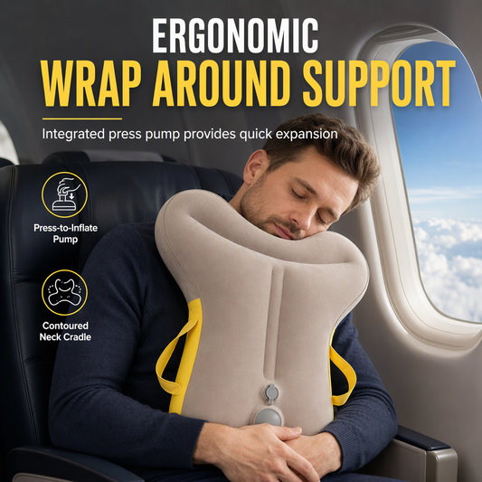 📢📢50 % DE RÉDUCTION !! ⏰ Oreiller de voyage gonflable et portable, pliable, à utiliser en position verticale ou face vers le bas, idéal pour l'avion, la voiture, le camping et les siestes au bureau