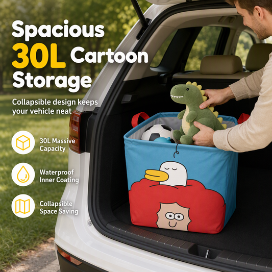 Joli panier de rangement pliable pour coffre de voiture, style bande dessinée, grande capacité, pour divers objets