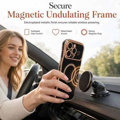 💖✨ PROMO FLASH : 50% DE RÉDUCTION ! Coque de Téléphone Magnétique Bords Ondulés & Finition Dorée – Compatible for un Style Luxueux et Protégé ✨