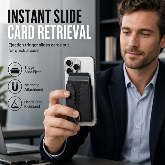 📢📢 50 % DE RÉDUCTION💳 Étui-portefeuille magnétique en cuir pour téléphone avec support – Porte-cartes à ouverture par pression