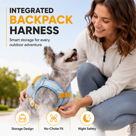 🐕 PROMO FLASH : 50 % DE RÉDUCTION ! Harnais gilet anti-traction pour chien avec sac à dos intégré, maille respirante et bandes réfléchissantes pour des balades mains libres et sécurisées ✨