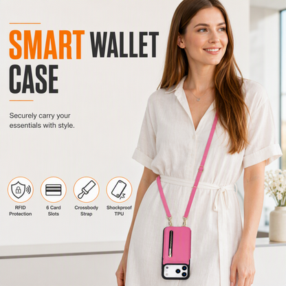 Étui pour téléphone portable et portefeuille à rabat double, à porter en bandoulière