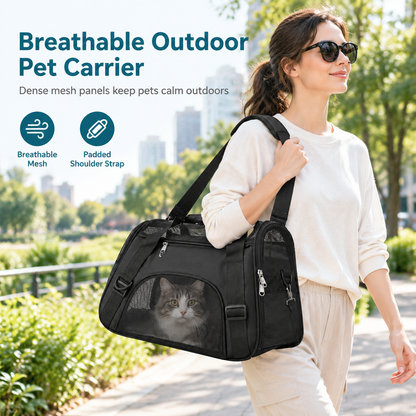 Sac à bandoulière respirant pour animaux de compagnie – Sac de transport portable pour chats et chiens, idéal pour les sorties en plein air et les voyages