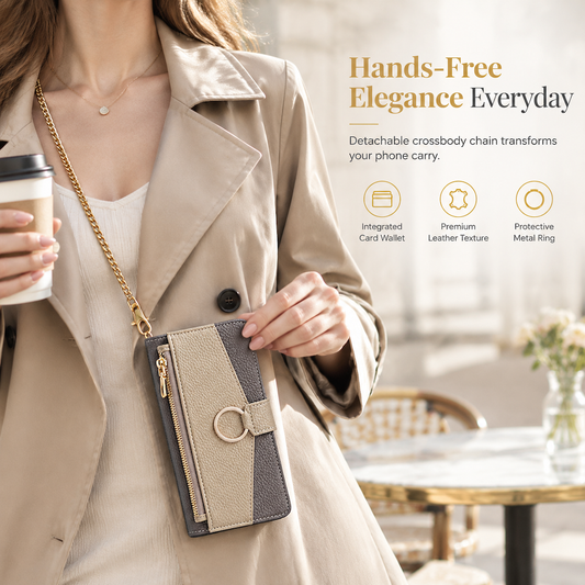 📱 -50 % ! ✨ Coque portefeuille élégante à bandoulière avec emplacements pour cartes et béquille 👛