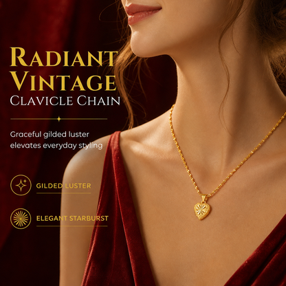 🌸 50 % DE RÉDUCTION EN CE MOMENT ! 🌸 Collier rétro en alliage de cuivre imitation or, avec pendentif en forme de cœur, à porter sur la clavicule, pour femme