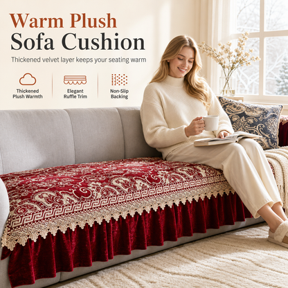 Coussin de canapé épais et moelleux à volants, avec dos antidérapant