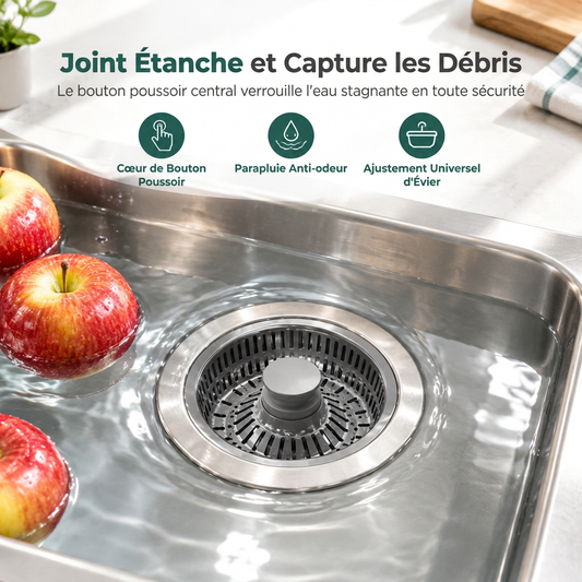 📢📢 -50 % !! ⏰Bouchon d'évier de cuisine - Bouchon de vidange avec corps en acier inoxydable et panier filtrant en ABS