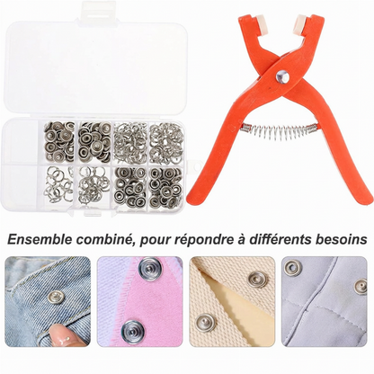 Kit de boutons-pression à clipser sans couture