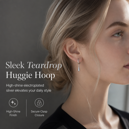 ✨💧Boucles d'oreilles créoles minimalistes en forme de goutte d'eau pour femme – Boucles d'oreilles « huggie » élégantes – 1 paire