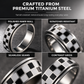 📢📢 50 % DE RÉDUCTION 💍 Bague tournante en acier inoxydable à motif damier noir et blanc