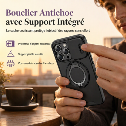 Coque antichoc avec couvercle coulissant et béquille