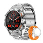 Montre connectée pour homme de style militaire avec batterie de 1 100 mAh, écran AMOLED de 1,7 pouces, lampe torche LED, étanchéité IP68, montre de sport avec fonction téléphone, plus de 110 modes sportifs, suivi de la fréquence cardiaque et du somme